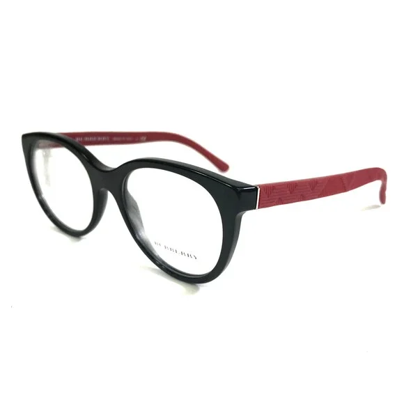 Burberry Eyeglasses Frames B2176 3498 Shiny Black Red Cat Eye Full Rim 51-18-140 - Picture 4 of 10